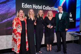 From the left, Esther O’Halloran (Chair of HR in Hospitality), Chloe Lyall (HR Assistant, The Eden Hotel Collection), Ellie Shelling (HR Assistant, The Eden Hotel Collection), Lisa Redding (Group People Director, The Eden Hotel Collection) and a representative from sponsor DAM.