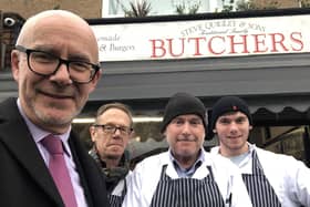 Matt Western at Steve Quigley & Sons butchers on Small Business Saturday.