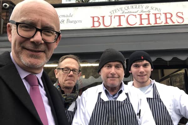Matt Western at Steve Quigley & Sons butchers on Small Business Saturday.