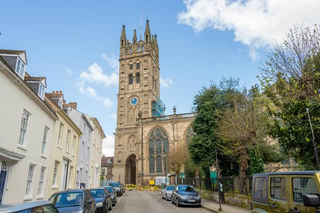 St Marys Church in Warwick after most of the scaffolding was removed. Photo by Mike Baker