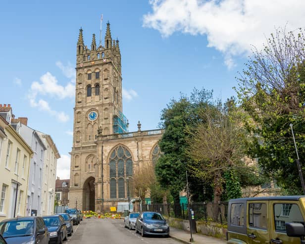 St Marys Church in Warwick after most of the scaffolding was removed. Photo by Mike Baker