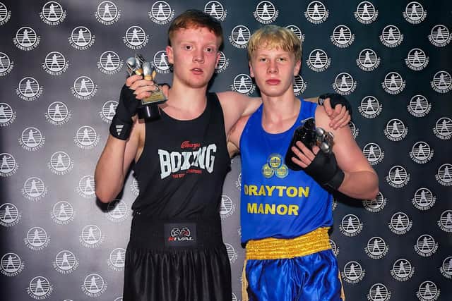 Mutual respect: Cleary's boxer Charlie Horseman (left) with his opponent.