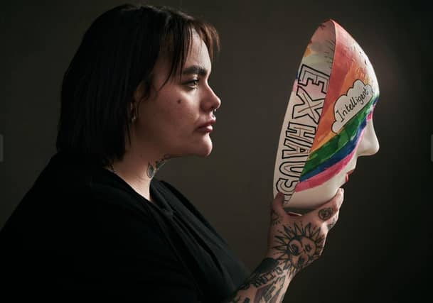 Lauren pictured unmasking as part of BACP ADHD campaign