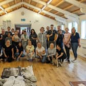 The team from HS2 contractor Balfour Beatty Vinci redecorating Cubbington village hall.