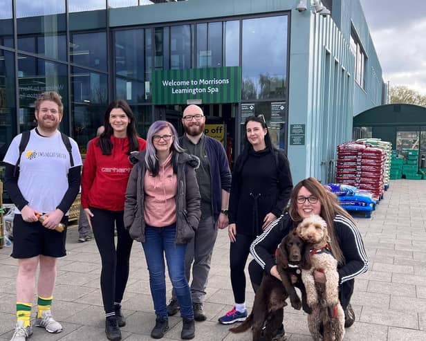 Alex Pearson with some of the team from LWS Night Shelter outside Morrisons in Leamington. Photo supplied