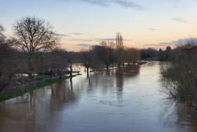 The River Avon in St Nicholas Park in Warwick after the recent heavy rain and snow. Photo by Geoff Ousbey