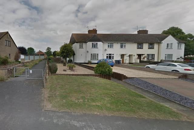 The scene that as sparked controversy in Willoughby. The owners of the left-hand property in the terrace - one of whom is a senior Rugby Borough Council officer - want to build a new home on the space to the left of it, described curiously as an 'extra wide plot' on the council documents. This image is from Google Street View.