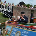 David Suchet opening the 2018 Braunston Historic Narrowboat Rally on the 1958 Braunston-built wooden butty Raymond. Picture: Tim Coghlan.
