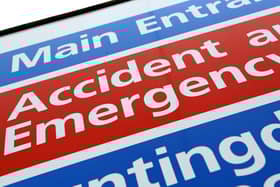 General view of an Accident and Emergency Sign at Hinchingbrooke Hospital in Huntingdon, Cambridgeshire. 