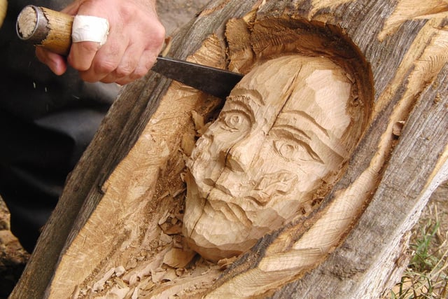 The face carved out of dead wood. Photo by Geoff Ousbey