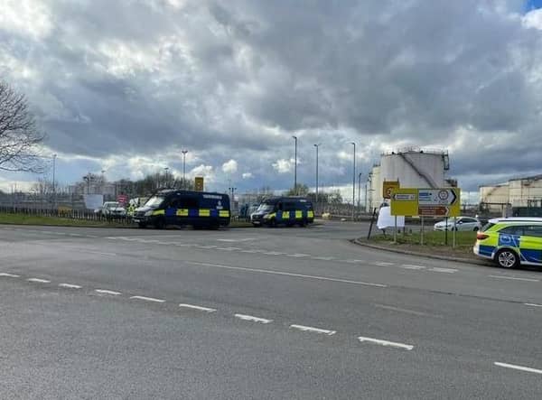 Warwickshire Police have maintained a strong presence around Kingsbury Oil Terminal with more than 100 arrests now made. Photo: Warwickshire Police