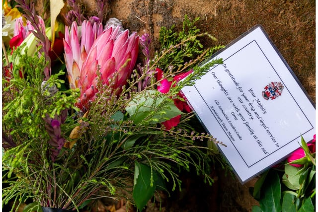 One of the tributes left near St Nicholas Church in Kenilworth. Photo by Mike Baker