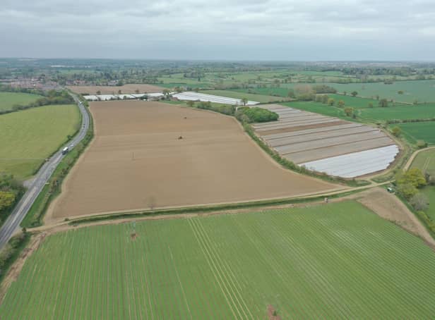 Aerial shot of the site near Barford which could be turned into a sand and gravel quarry. Photo supplied by Smiths Concrete