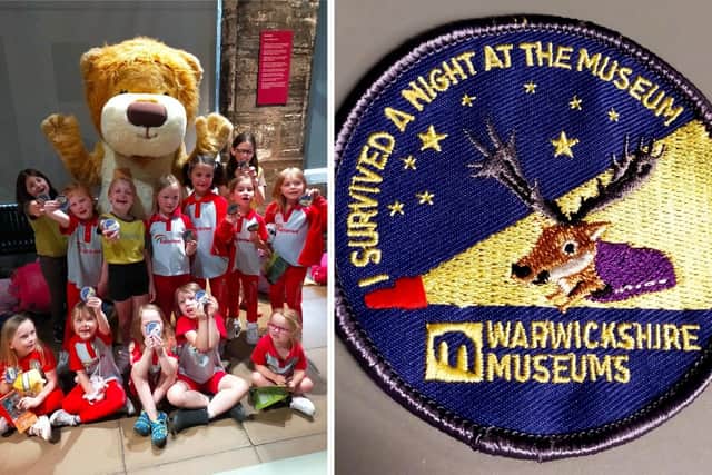 Members and leaders of the 10th Leamington St Marks Rainbows camped out in Warwick’s Market Hall Museum in aid of Molly Ollys and they were presented with 'I survived a night at the museum' badge. Photo supplied