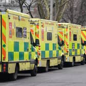 Ambulances outside a hospital