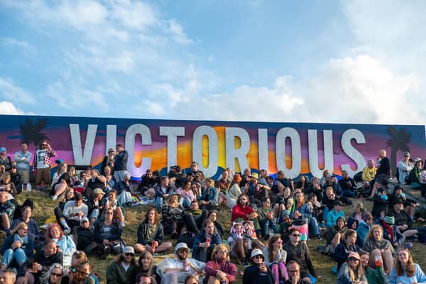 Festival-goers at Castle Field