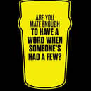 Image of a police anti-drink driving campaign slogan on a beer mat. Image courtesy of Warwickshire Police.