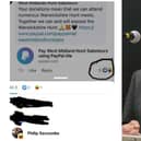 Philip Seccombe - and the Facebook post he left a 'laughing emoji' on. He said it was an accident and has since removed it.