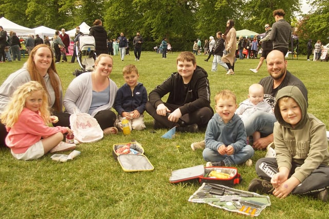 Families have fun on the field.
