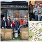 Photo shows: Chris Proudfoot, The Fourpenny Shop Hotel, Tom Buxton, The Cape of Good Hope; Sally-Jane Downes, Heart of Warwickshire CAMRA; Tim Maccabee, The Eagle and Old Post Office; Alex Ridgway, The Wild Boar (and Slaughterhouse Brewery) and Rachel Silverthorne, The Eagle and Old Post Office outside the Old Post Office and The Eagle pubs in Warwick. Bottom right shows the pub map. Photos supplied