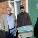 Pictured with a Churchill representative at St Nicholas Park Cllr Alan Boad and Cllr Will Roberts (portfolio holder for Neighbourhood). Picture supplied.