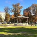 The area around the Bandstand at the Pump Room Gardens in Leamington has been cordoned off after the incident. Picture supplied.