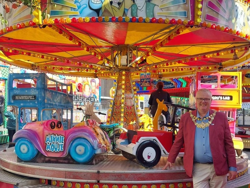 The Mayor of Warwick, Cllr Simon Pargeter at the Mop fair.