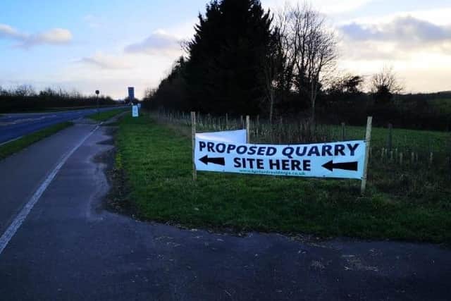 One of the Barford Quarry campaign banners which was stolen. Picture supplied.