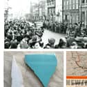 Warwickshire’s infantry regiment museum, The Fusilier Museum in Jury Street, will be welcoming its visitors to commemorate VE day 2025, which remembers the official surrender of Germany and subsequent declaration of peace in Britain and Europe at the end of the Second World War. Top shows: Field Marshal Montgomery in Warwick, bottom left shows pieces of tile from Hitler’s cloakroom in the Chancellory in Berlin and bottom right shows an armed forces map from April 1945. Photos supplied by Fusilier Museum