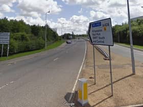 Police confirmed a motorcyclist has died in hospital following Sunday's crash at the A5 roundabout junction with the A428 on Sunday