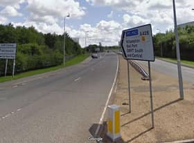 Police confirmed a motorcyclist has died in hospital following Sunday's crash at the A5 roundabout junction with the A428 on Sunday