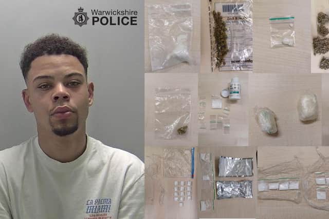 Jensen Bourne and some of the drugs seized from him