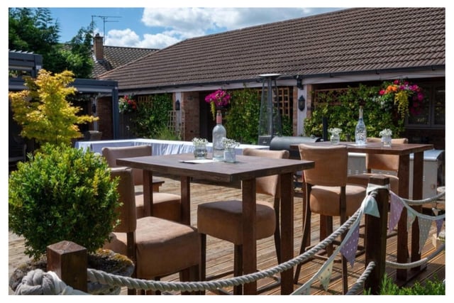 The Four Penny Pub's beer garden.