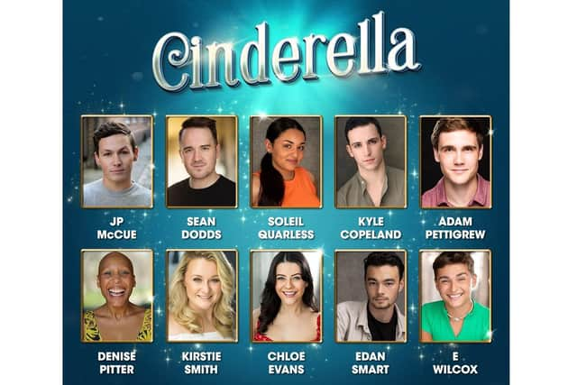 The cast for the Leamington Christmas pantomime Cinderella.