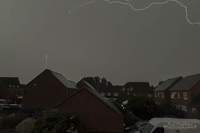 Sunday's thunderstorms over Chase Meadow and Warwick. Photo by Paul Middleton