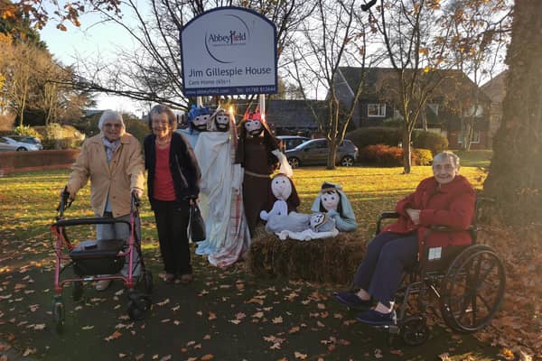 Residents made Nativity scarecrows.