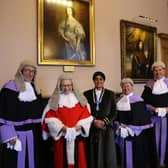 High Sheriff of Warwickshire, Rajvinder Kaur Gill, with attending HM Judges. Photo supplied by Warwickshire County Council.