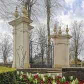 The war memorial gates in Rugby.