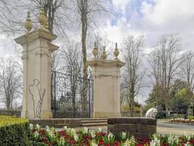 The war memorial gates in Rugby.