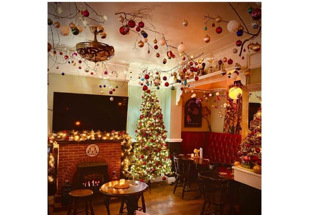 The Christmas decorations at the Somerville Arms.