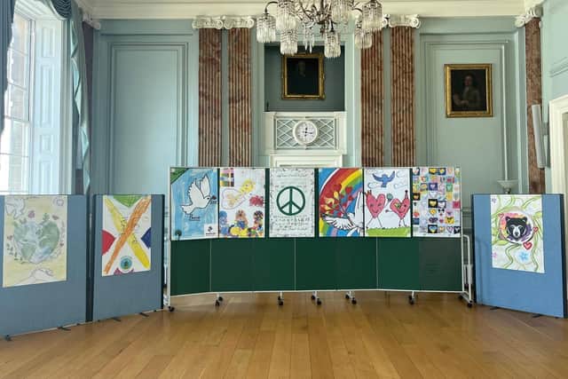 The pupil's flags. Photo by Warwick Town Council