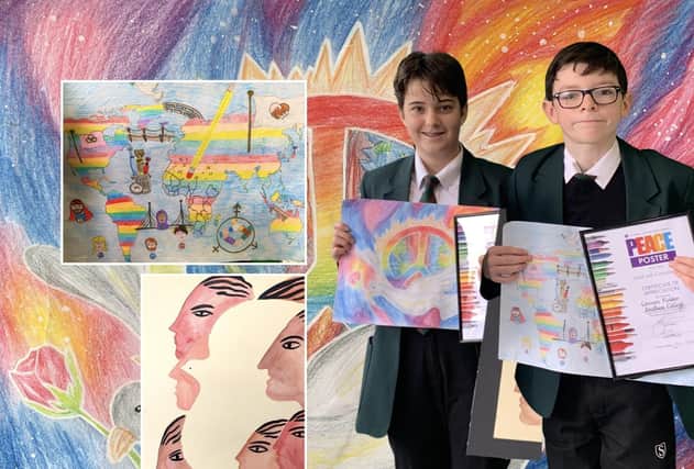 The winner was Sebastian Putt and the runners-up were Ada Lester and Lennon Fielder who are pictured with their posters and framed certificates.