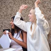 Amalia and Maddie celebrating their results. Photo by Arnold Lodge School