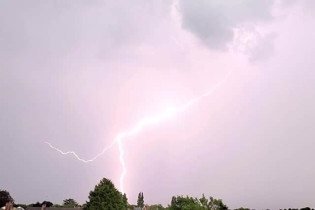 The lightning above Warwick on June 11. Photo by Geoff Ousbey