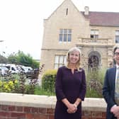The Kingsley School's  Chair of Foundation Governors Sally Austin (left) with Richard Nicholson, Principal of Warwick Schools Foundation, outside The Kingsley School in Leamington. Picture supplied.