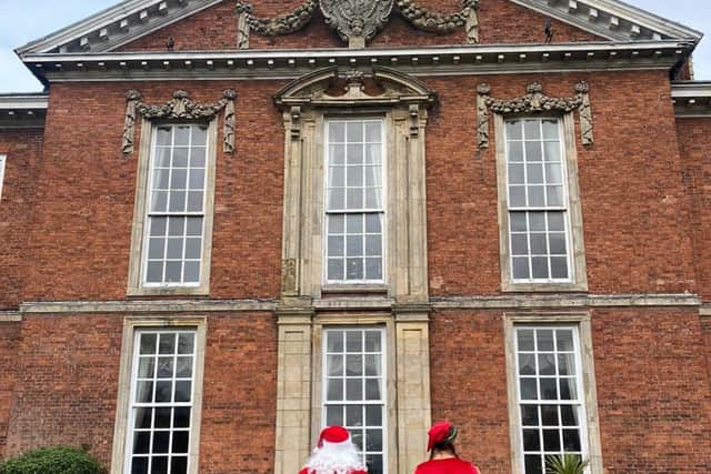 The arrival of Santa & his elf at Bosworth Hall for the festive season