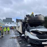 Firefighters were called out at 10am to reports of a large vehicle fire on the M6 motorway between Junction 1 for Rugby and the Catthorpe Interchange. Photo: Kenilworth Fire Station.