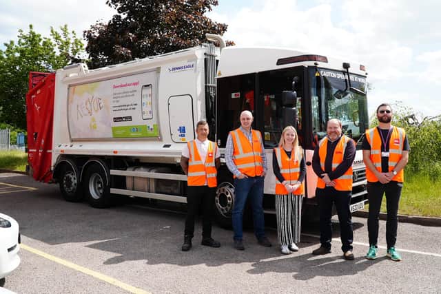 Pictured (left to right): Terry Moosab (Biffa), Adam Buckley-Mayes (TRAILAR), with officers from Warwick District Council and Cllr Will Roberts, Portfolio Holder for Neighbourhood.