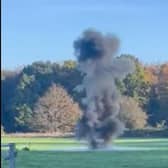 The controlled explosion carried out by 11 EOD & Search Regiment (Royal Logistic Corps) at Warwickshire Police HQ in Leek Wootton today. Picture courtesy of Warwickshire Police.