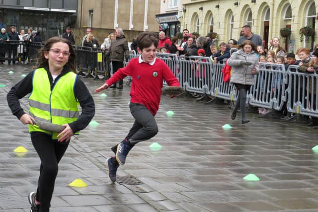 Youngsters competing in the market square